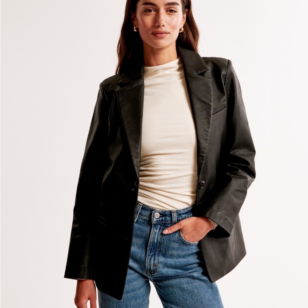 Abercrombie & Fitch Vegan Leather Blazer